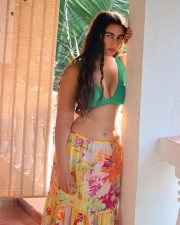 Hot Megha Shukla in a Green Bra and Colorful Floral Skirt Pictures 03