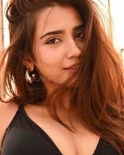 Kudi Badi Cutie Actress Roshni Walia in a Black Triangle Bikini Top and a High Waisted Maxi Skirt with Thigh High Double Slits Pictures 01