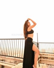 Kudi Badi Cutie Actress Roshni Walia in a Black Triangle Bikini Top and a High Waisted Maxi Skirt with Thigh High Double Slits Pictures 06