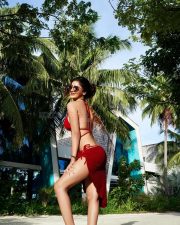 Naughty Gang Actress Soniya Bansal in a Red Halter Bikini Top with a Matching Red Bikini Bottom Photos 09