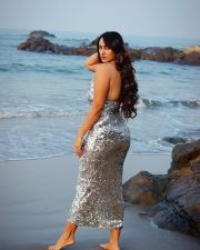 Sensual Megha Shukla in a Silver Sequined Dress with a Cowl Neckline Photos 01