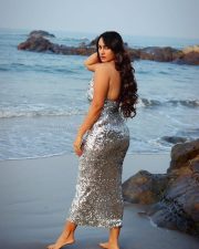 Sensual Megha Shukla in a Silver Sequined Dress with a Cowl Neckline Photos 01