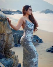Sensual Megha Shukla in a Silver Sequined Dress with a Cowl Neckline Photos 03