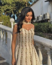 Sexy Kanika Mann in an Embroidered Ivory Anarkali Suit Photos 04