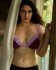 Sizzling Hot Megha Shukla Navel Cleavage in a Maroon Lace Bra Pictures 02