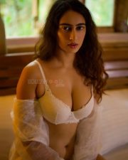 Tempting Megha Shukla in a White Lace Bra and Panty with a Sheer Shrug Photos 01