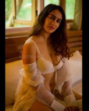 Tempting Megha Shukla in a White Lace Bra and Panty with a Sheer Shrug Photos 02