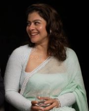 Two Much with Kajol and Twinkle Host Kajol Devgan in a Powder Blue Satin Saree with a Matching Full Sleeved Blouse Photos 02