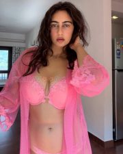 Vivacious Megha Shukla Cleavage in a Pink Lace Bra and Robe Photos 04 Vivacious Megha Shukla Cleavage in a Pink Lace Bra and Robe Photos 04