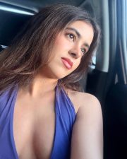 Alluring Shobhita Rana Cleavage in a Royal Blue Deep V Dress Photos 02