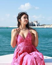 Beaming Actress Shobhita Rana in a Pink Eyelet Halter Dress Photos 02