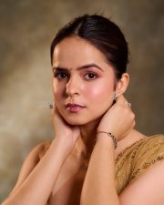 Beautiful Palak Sindhwani in a Beige Designer Saree with Sleeveless Blouse Pictures 04