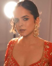 Beautiful Palak Sindhwani in an Orange Embroidered Anarkali Suit Pictures 03