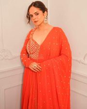 Beautiful Palak Sindhwani in an Orange Embroidered Anarkali Suit Pictures 04