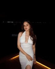 Gorgeous Palak Sindhwani in a White Halter Neck Backless Thigh Slit Bodycon Dress Pictures 04