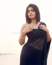 Reelstar Actress Ruchira Jadhav in a Black Saree and Black Strapless Ribbed Top Photos 03