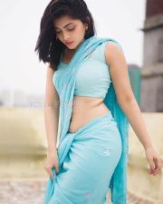 Sexy Actress Ruchira Jadhav in a Blue Saree Pictures 02