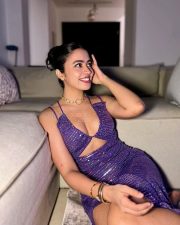 Sexy Shobhita Rana in a Purple Maxi Dress with Spaghetti Straps Photos 01