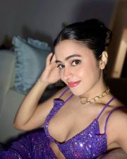 Sexy Shobhita Rana in a Purple Maxi Dress with Spaghetti Straps Photos 04