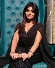 Sophisticated Ruchira Jadhav in a Sheer Draped Black Georgette Top with a High Waisted Sequined Trousers Photos 03