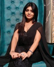 Sophisticated Ruchira Jadhav in a Sheer Draped Black Georgette Top with a High Waisted Sequined Trousers Photos 03