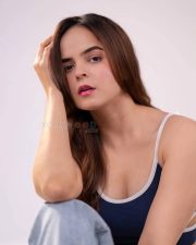 Sultry Actress Palak Sindhwani in a Navy Blue Cutout Crop Top Photos 03