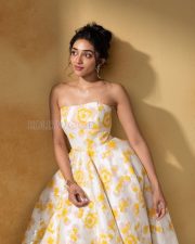 Charming Actress Preity Mukhundhan in a White Yellow Floral Ball Gown Photos 01