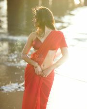 Ethereal Actress Prisha Rajesh Singh in a Red Chiffon Bralette Saree Photos 01