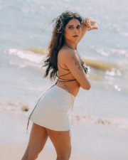 Winsome Actress Prisha Singh in a Embroidered Butterfly Crop Top And White Mini Skirt Photos 03