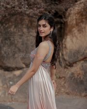 Bollywood Actress Bhagyashri Borse in an Ivory and Mauve Ombre Cocktail Gown Photos 03 Bollywood Actress Bhagyashri Borse in an Ivory and Mauve Ombre Cocktail Gown Photos 03