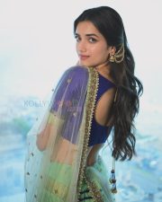 Elegant Actress Bhagyashri Borse in a Purple Embroidered Lehenga Photos 07