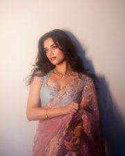 Glamorous Actress Bhagyashree Borse in a Pink Silver Embellished Saree Photos 02