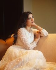 Gorgeous Bhagyashri Borse in a Cream Anarkali Gown Photos 03