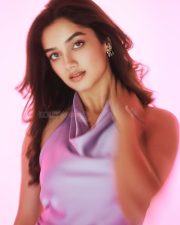 Gorgeous Bhagyashri Borse in a Lavender Halter Neck Satin Dress Photos 02