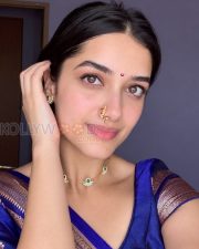 Graceful Actress Bhagyashri Borse in a Blue Silk Paithani Saree Photos 01 Graceful Actress Bhagyashri Borse in a Blue Silk Paithani Saree Photos 01