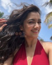 Radiant Actress Bhagyashri Borse in a Red Deep V Halter Dress Photos 01 Radiant Actress Bhagyashri Borse in a Red Deep V Halter Dress Photos 01