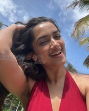 Radiant Actress Bhagyashri Borse in a Red Deep V Halter Dress Photos 03 Radiant Actress Bhagyashri Borse in a Red Deep V Halter Dress Photos 03