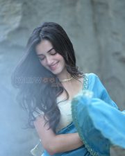 Radiant Actress Bhagyashri Borse in a Sky Blue Cream Saree Photos 09