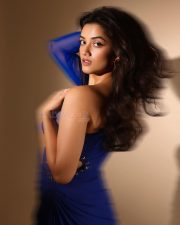 Seductive Bhagyashri Borse in a Blue One Shoulder Cut Out Dress Photos 01