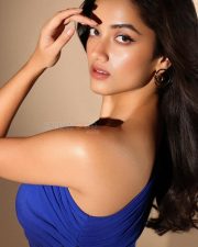 Seductive Bhagyashri Borse in a Blue One Shoulder Cut Out Dress Photos 04