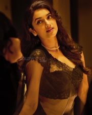 Seductive Bhagyashri Borse in a Sheer Black Saree Pictures 02