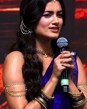Sophisticated Actress Bhagyashri Borse in a Blue Embroidered Saree Photos 03
