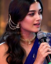 Sophisticated Actress Bhagyashri Borse in a Blue Embroidered Saree Photos 05