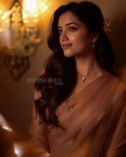 Stunning Bhagyashri Borse in a Peach Organza Saree Pictures 04 Stunning Bhagyashri Borse in a Peach Organza Saree Pictures 04