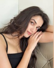 Winsome Actress Bhagyashri Borse in a Black Cami Top Photos 03