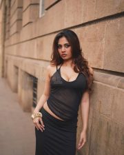 Alluring Srushti Bannatti in a Black Halter Style Crop Top with a Matching Black High Waisted Maxi Skirt Photos 03 Alluring Srushti Bannatti in a Black Halter Style Crop Top with a Matching Black High Waisted Maxi Skirt Photos 03