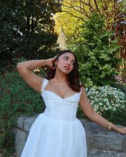 Attractive Jiya Shankar in a White Corset Style Mini Dress Photos 01