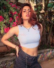 Beautiful Srushti Bannatti in a Halter Neck Crop Top and Denim Photos 03
