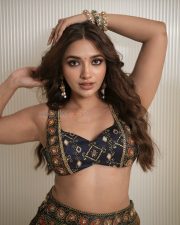 Bigg Boss fame Jiyaa Shankar in a Navy Blue Gold Embroidered Lehenga Set Photos 03