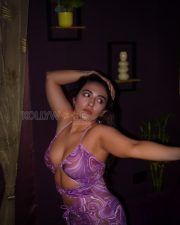 Captivating Actress Jinal Joshi in a Purple Marble Print Cutout Dress Photos 04